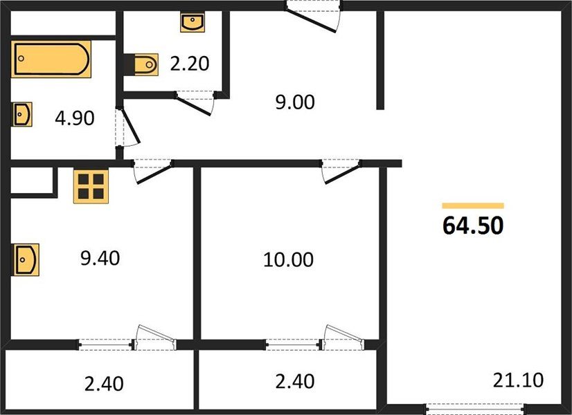 Фото №1: 2-комнатная квартира 64&nbsp;м², 1/8&nbsp;эт. - Краснодар, Прикубанский внутригородской округ, мкр. жилой комплекс Югге