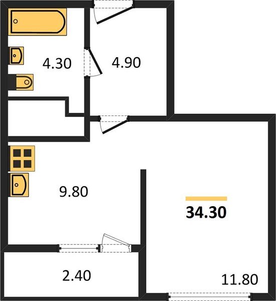 Фото №1: Студия 34&nbsp;м², 1/8&nbsp;эт. - Краснодар, Прикубанский внутригородской округ, мкр. жилой комплекс Югге