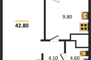 Фото №1: 1-комнатная квартира 42 м², 1/8 эт. - Краснодар, мкр. жилой комплекс Югге,