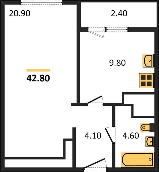 Фото №1: 1-комнатная квартира 42&nbsp;м², 1/8&nbsp;эт. - Краснодар, Прикубанский внутригородской округ, мкр. жилой комплекс Югге