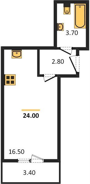 Фото №1: Студия 23&nbsp;м², 1/5&nbsp;эт. - Яблоновский, мкр. жилой комплекс Дарград, ул. Тургеневское Шоссе, 33/5к34