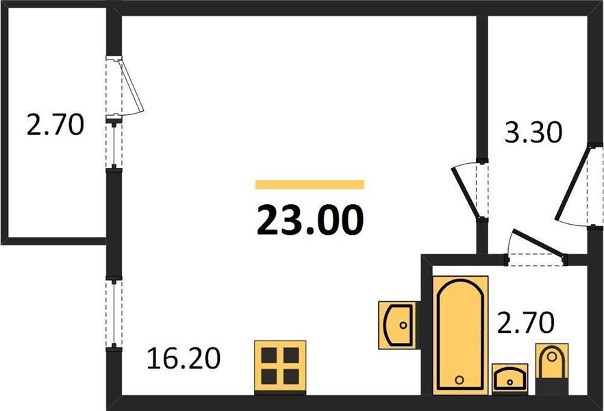 Фото №1: Студия 23&nbsp;м², 4/5&nbsp;эт. - Яблоновский, мкр. жилой комплекс Дарград, ул. Тургеневское Шоссе, 33/5к36