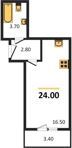 Фото №1: Студия 23&nbsp;м², 4/5&nbsp;эт. - Яблоновский, мкр. жилой комплекс Дарград, ул. Тургеневское Шоссе, 33/5к36