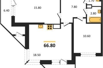 Фото №1: 2-комнатная квартира 66 м², 6/24 эт. - Краснодар, мкр. Черёмушки, ул. Новороссийская, 96