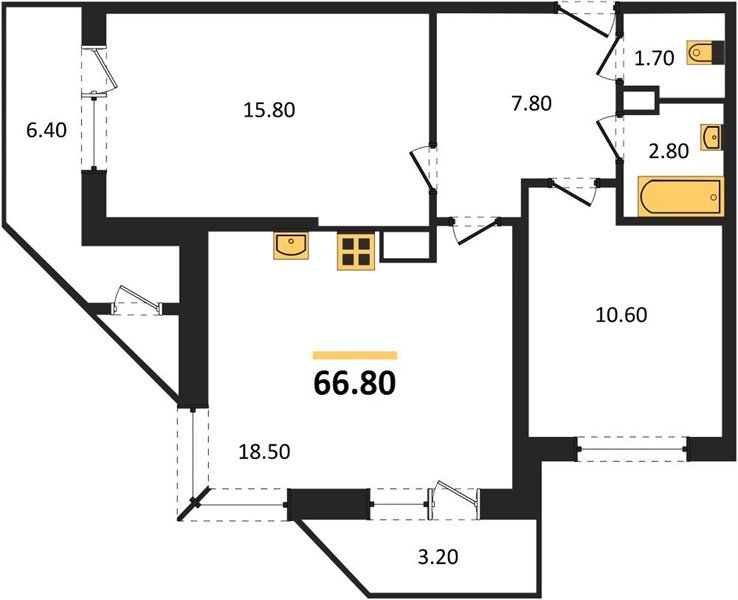 Фото №1: 2-комнатная квартира 66&nbsp;м², 10/24&nbsp;эт. - Краснодар, Карасунский внутригородской округ, мкр. Черёмушки, ул. Новороссийская, 96