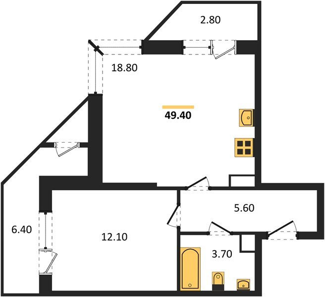 Фото №1: 1-комнатная квартира 49&nbsp;м², 7/24&nbsp;эт. - Краснодар, Карасунский внутригородской округ, мкр. Черёмушки, ул. Новороссийская, 96