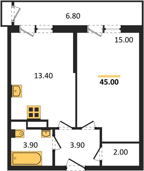 Фото №1: 1-комнатная квартира 45&nbsp;м², 3/24&nbsp;эт. - Краснодар, Карасунский внутригородской округ, мкр. Черёмушки, ул. Новороссийская, 96