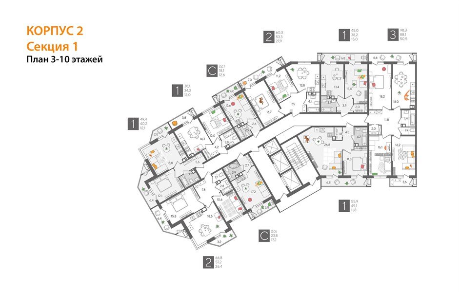 Фото №7: 3-комнатная квартира 98&nbsp;м², 6/24&nbsp;эт. - Краснодар, Карасунский внутригородской округ, мкр. Черёмушки, ул. Новороссийская, 96