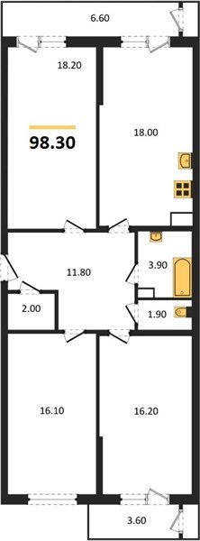 Фото №1: 3-комнатная квартира 98&nbsp;м², 10/24&nbsp;эт. - Краснодар, Карасунский внутригородской округ, мкр. Черёмушки, ул. Новороссийская, 96