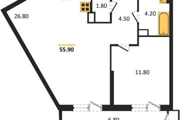 Фото №1: 1-комнатная квартира 55 м², 9/24 эт. - Краснодар, мкр. Черёмушки, ул. Новороссийская, 96