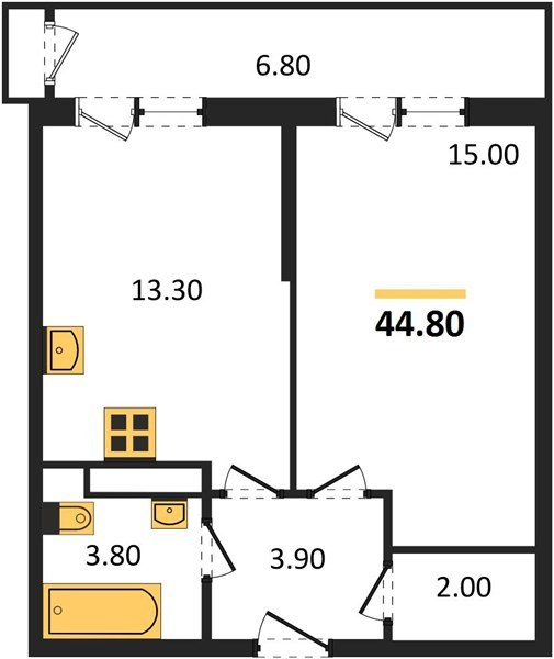 Фото №1: 1-комнатная квартира 44&nbsp;м², 11/24&nbsp;эт. - Краснодар, Карасунский внутригородской округ, мкр. Черёмушки, ул. Новороссийская, 96