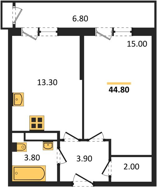 Фото №1: 1-комнатная квартира 44&nbsp;м², 13/24&nbsp;эт. - Краснодар, Карасунский внутригородской округ, мкр. Черёмушки, ул. Новороссийская, 96