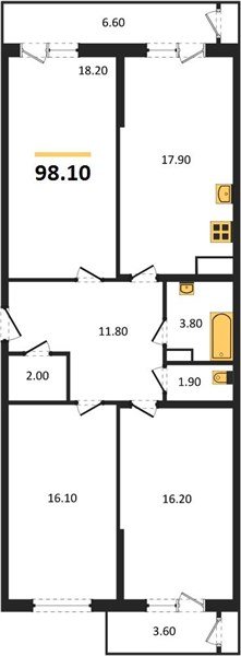 Фото №1: 3-комнатная квартира 98&nbsp;м², 14/24&nbsp;эт. - Краснодар, Карасунский внутригородской округ, мкр. Черёмушки, ул. Новороссийская, 96