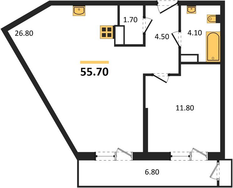 Фото №1: 1-комнатная квартира 55&nbsp;м², 24/24&nbsp;эт. - Краснодар, Карасунский внутригородской округ, мкр. Черёмушки, ул. Новороссийская, 96