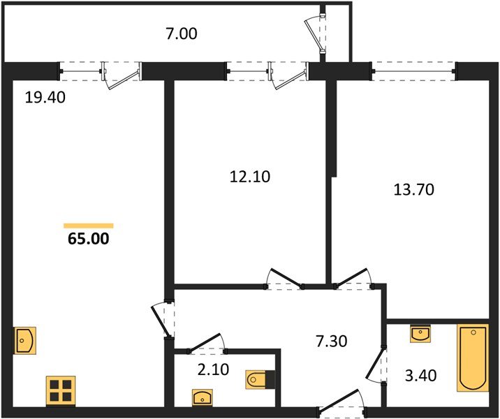 Фото №1: 2-комнатная квартира 65&nbsp;м², 2/24&nbsp;эт. - Краснодар, Карасунский внутригородской округ, мкр. Черёмушки, ул. Новороссийская, 96
