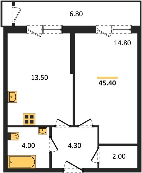 Фото №1: 1-комнатная квартира 45&nbsp;м², 2/24&nbsp;эт. - Краснодар, Карасунский внутригородской округ, мкр. Черёмушки, ул. Новороссийская, 96