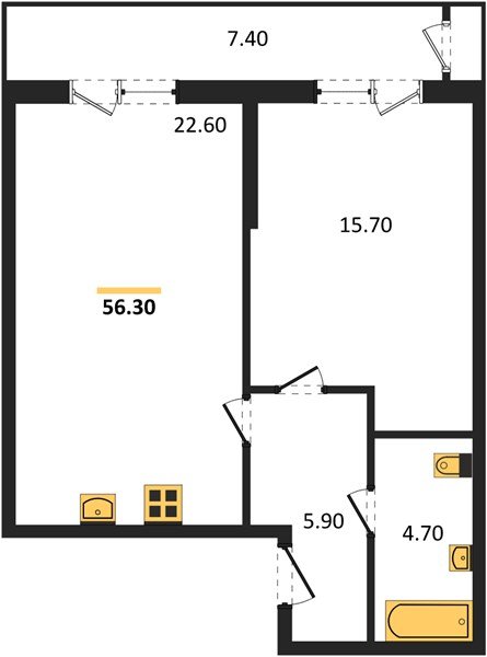 Фото №1: 1-комнатная квартира 56&nbsp;м², 2/24&nbsp;эт. - Краснодар, Карасунский внутригородской округ, мкр. Черёмушки, ул. Новороссийская, 96