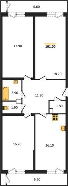 Фото №1: 3-комнатная квартира 101&nbsp;м², 9/24&nbsp;эт. - Краснодар, Карасунский внутригородской округ, мкр. Черёмушки, ул. Новороссийская, 96