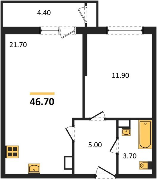 Фото №1: 1-комнатная квартира 46&nbsp;м², 9/24&nbsp;эт. - Краснодар, Карасунский внутригородской округ, мкр. Черёмушки, ул. Новороссийская, 96