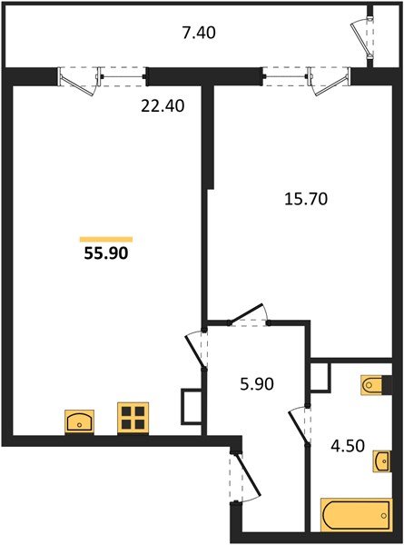 Фото №1: 1-комнатная квартира 55&nbsp;м², 6/24&nbsp;эт. - Краснодар, Карасунский внутригородской округ, мкр. Черёмушки, ул. Новороссийская, 96
