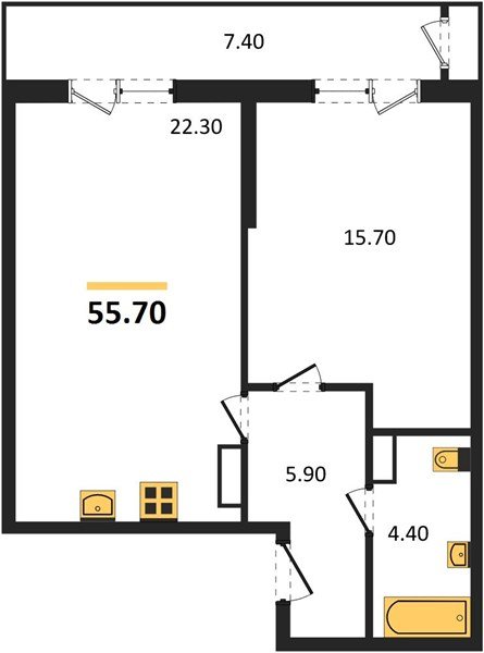 Фото №1: 1-комнатная квартира 55&nbsp;м², 11/24&nbsp;эт. - Краснодар, Карасунский внутригородской округ, мкр. Черёмушки, ул. Новороссийская, 96