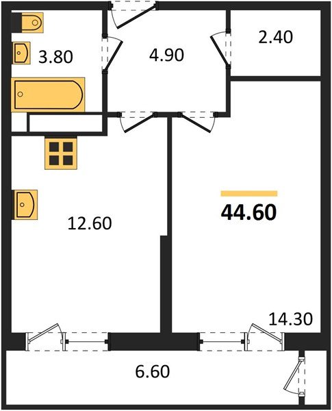 Фото №1: 1-комнатная квартира 44&nbsp;м², 21/24&nbsp;эт. - Краснодар, Карасунский внутригородской округ, мкр. Черёмушки, ул. Новороссийская, 96