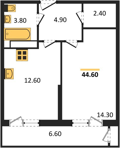 Фото №1: 1-комнатная квартира 44&nbsp;м², 22/24&nbsp;эт. - Краснодар, Карасунский внутригородской округ, мкр. Черёмушки, ул. Новороссийская, 96