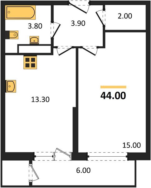 Фото №1: 1-комнатная квартира 44&nbsp;м², 22/24&nbsp;эт. - Краснодар, Карасунский внутригородской округ, мкр. Черёмушки, ул. Новороссийская, 96
