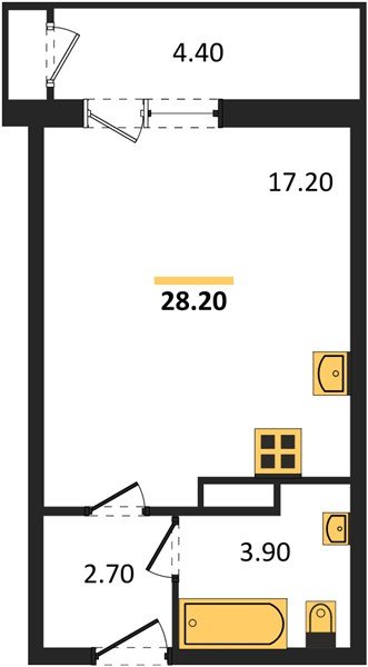 Фото №1: Студия 28&nbsp;м², 4/24&nbsp;эт. - Краснодар, Карасунский внутригородской округ, мкр. Черёмушки, ул. Новороссийская, 96