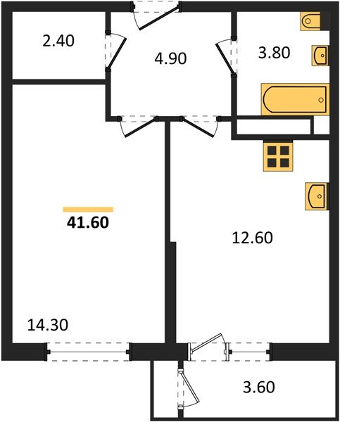 Фото №1: 1-комнатная квартира 41&nbsp;м², 19/24&nbsp;эт. - Краснодар, Карасунский внутригородской округ, мкр. Черёмушки, ул. Новороссийская, 96