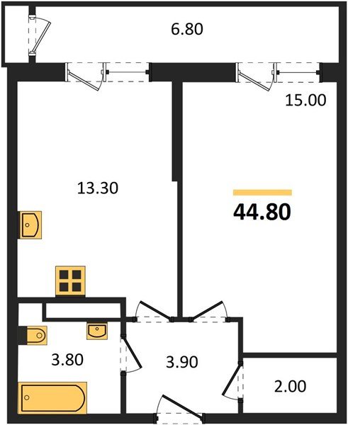 Фото №1: 1-комнатная квартира 44&nbsp;м², 17/24&nbsp;эт. - Краснодар, Карасунский внутригородской округ, мкр. Черёмушки, ул. Новороссийская, 96