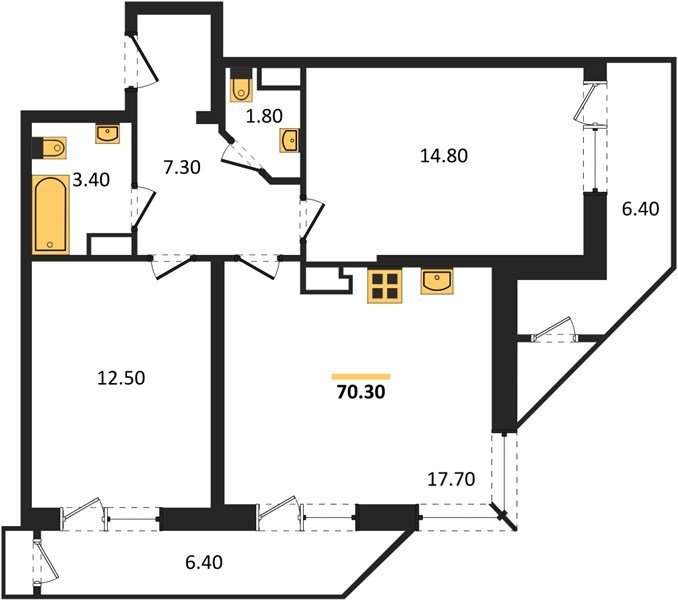 Фото №1: 2-комнатная квартира 70&nbsp;м², 20/24&nbsp;эт. - Краснодар, Карасунский внутригородской округ, мкр. Черёмушки, ул. Новороссийская, 96