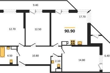 Фото №1: 3-комнатная квартира 90 м², 22/24 эт. - Краснодар, мкр. Черёмушки, ул. Новороссийская, 96