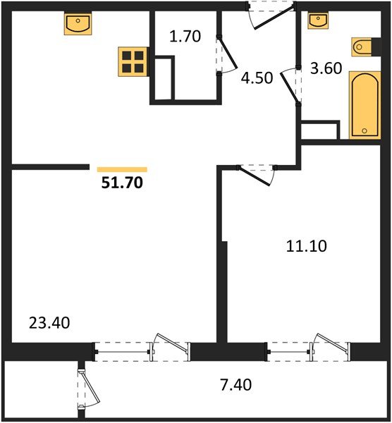 Фото №1: 1-комнатная квартира 51&nbsp;м², 22/24&nbsp;эт. - Краснодар, Карасунский внутригородской округ, мкр. Черёмушки, ул. Новороссийская, 96