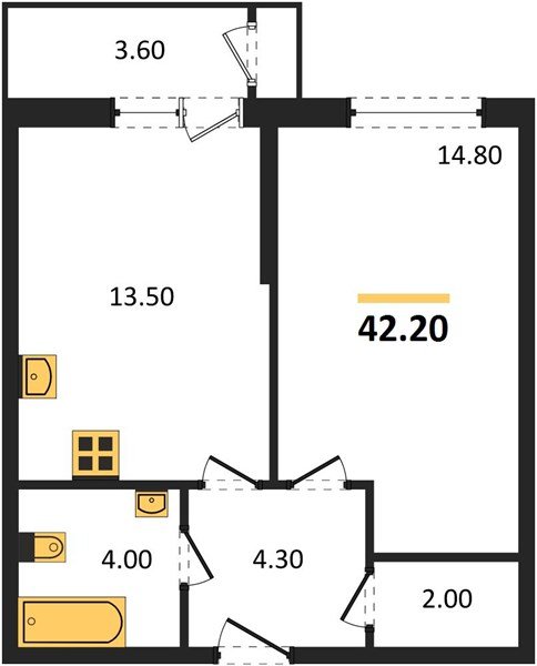 Фото №1: 1-комнатная квартира 42&nbsp;м², 2/24&nbsp;эт. - Краснодар, Карасунский внутригородской округ, мкр. Черёмушки, ул. Новороссийская, 96