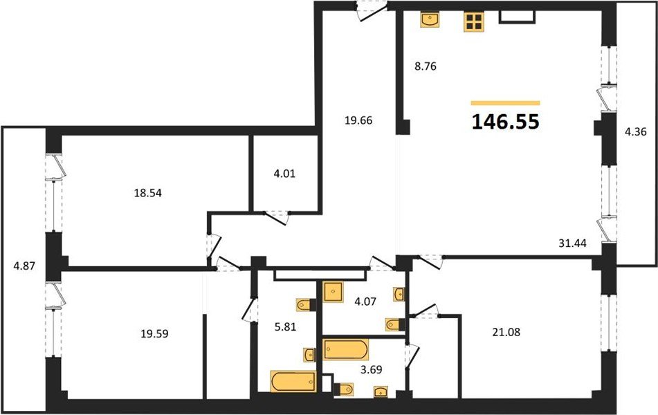 Фото №1: 3-комнатная квартира 146&nbsp;м², 3/5&nbsp;эт. - Динская, мкр. жилой комплекс Белые Росы, ул. Спортивная, 2Ак1