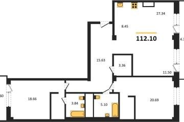 Фото №1: 2-комнатная квартира 112 м², 3/5 эт. - Динская, мкр. жилой комплекс Белые Росы, ул. Спортивная, 2Ак1