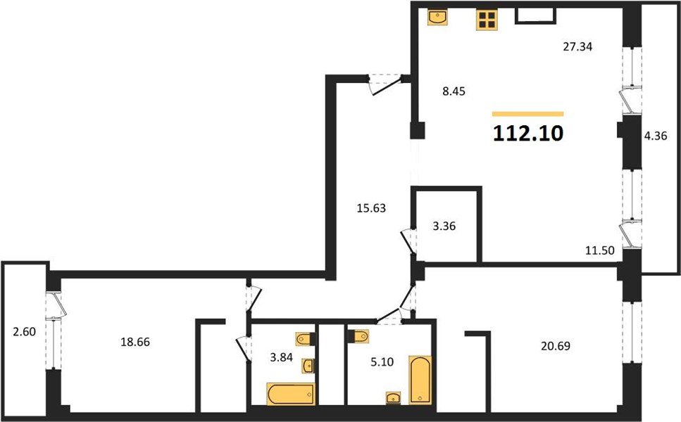 Фото №1: 2-комнатная квартира 112&nbsp;м², 3/5&nbsp;эт. - Динская, мкр. жилой комплекс Белые Росы, ул. Спортивная, 2Ак1