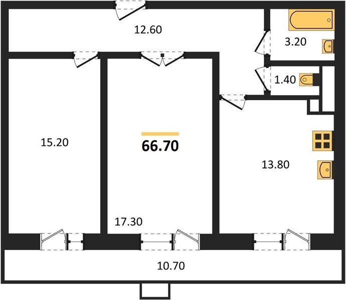 Фото №1: 2-комнатная квартира 67&nbsp;м², 2/12&nbsp;эт. - Краснодар, Прикубанский внутригородской округ, ЖК Небо, мкр. 9-й километр, ул. Ярославская, 115лит4