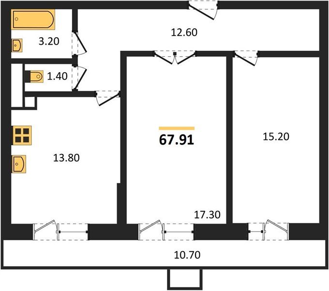 Фото №1: 2-комнатная квартира 67&nbsp;м², 3/12&nbsp;эт. - Краснодар, Прикубанский внутригородской округ, ЖК Небо, мкр. 9-й километр, ул. Ярославская, 115лит4