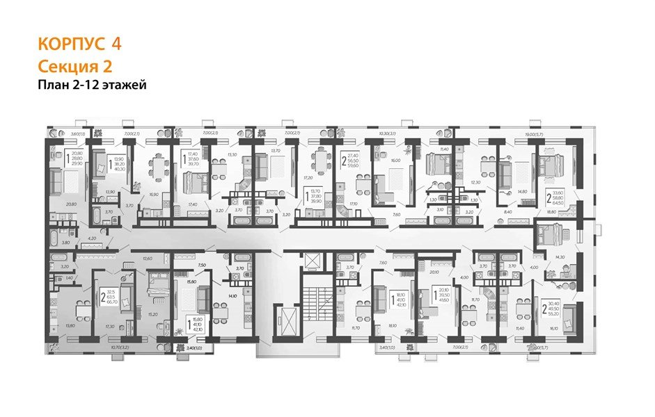 Фото №8: 2-комнатная квартира 67&nbsp;м², 3/12&nbsp;эт. - Краснодар, Прикубанский внутригородской округ, ЖК Небо, мкр. 9-й километр, ул. Ярославская, 115лит4