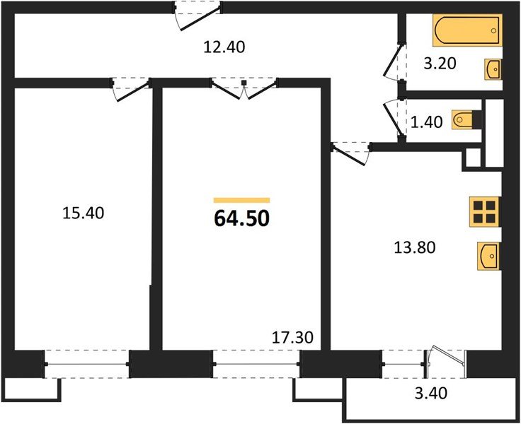 Фото №1: 2-комнатная квартира 65&nbsp;м², 1/12&nbsp;эт. - Краснодар, Прикубанский внутригородской округ, ЖК Небо, мкр. 9-й километр, ул. Ярославская, 115к2