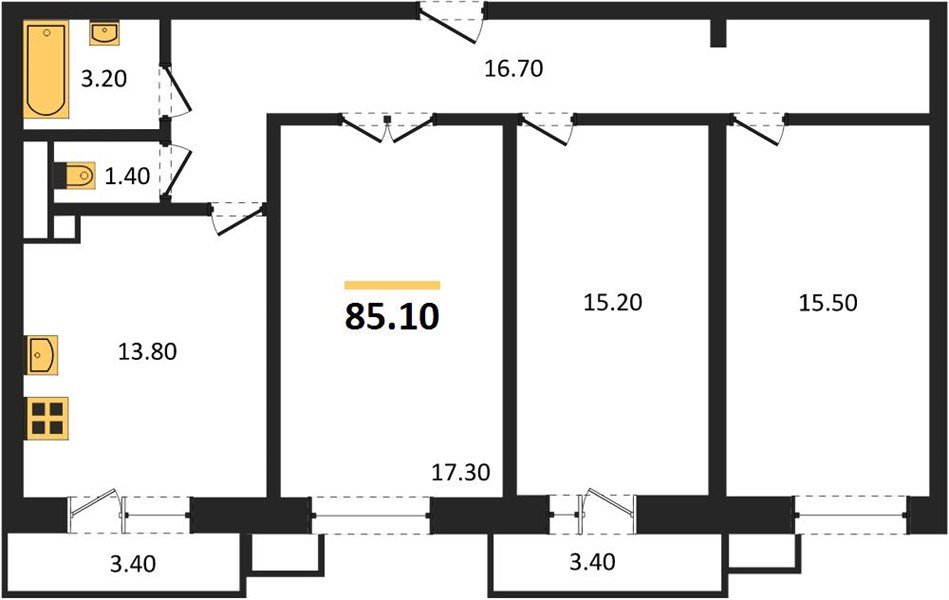 Фото №1: 3-комнатная квартира 86&nbsp;м², 1/12&nbsp;эт. - Краснодар, Прикубанский внутригородской округ, ЖК Небо, мкр. 9-й километр, ул. Ярославская, 115к2