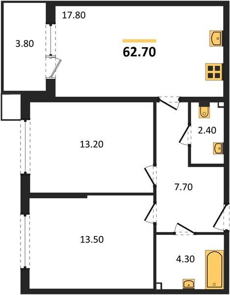 Фото №1: 2-комнатная квартира 62&nbsp;м², 2/18&nbsp;эт. - Краснодар, Прикубанский внутригородской округ, мкр. Парк Победы