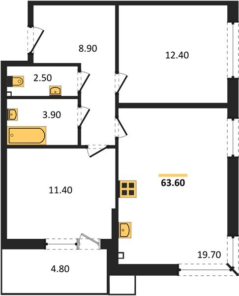 Фото №1: 2-комнатная квартира 63&nbsp;м², 2/18&nbsp;эт. - Краснодар, Прикубанский внутригородской округ, мкр. Парк Победы