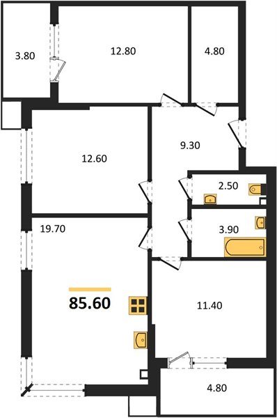 Фото №1: 3-комнатная квартира 85&nbsp;м², 2/18&nbsp;эт. - Краснодар, Прикубанский внутригородской округ, мкр. Парк Победы