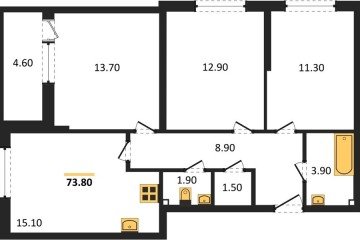 Фото №1: 3-комнатная квартира 73 м², 2/16 эт. - Краснодар, мкр. жилой комплекс Самолёт-6,