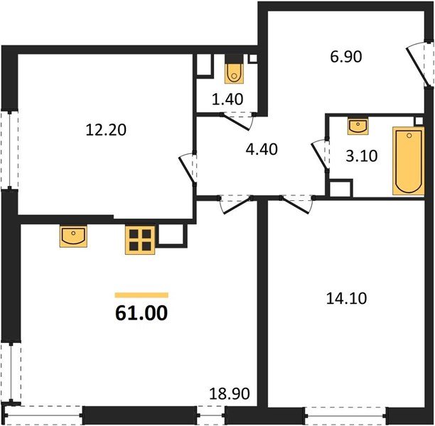 Фото №1: 2-комнатная квартира 61&nbsp;м², 8/16&nbsp;эт. - Краснодар, Прикубанский внутригородской округ, мкр. жилой комплекс Самолёт-6