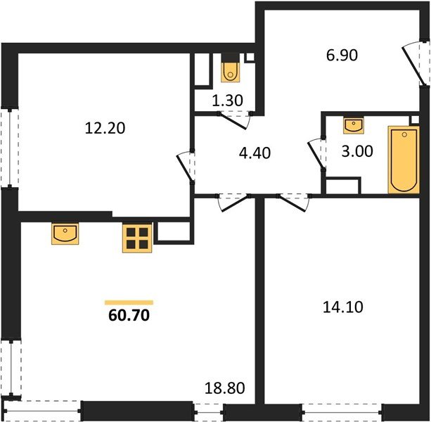 Фото №1: 2-комнатная квартира 60&nbsp;м², 13/16&nbsp;эт. - Краснодар, Прикубанский внутригородской округ, мкр. жилой комплекс Самолёт-6