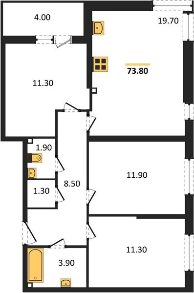 Фото №1: 3-комнатная квартира 73&nbsp;м², 2/16&nbsp;эт. - Краснодар, Прикубанский внутригородской округ, мкр. жилой комплекс Самолёт-6